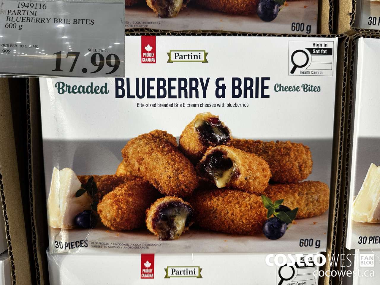 1949116 PARTINI BLUEBERRY BRIE BITES 600G $17.99