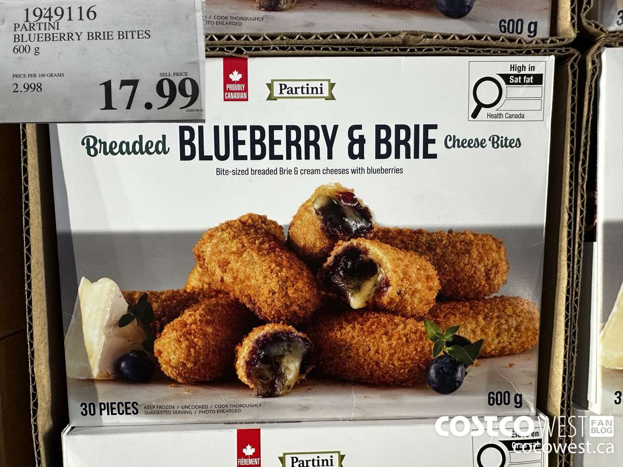 1949116 PARTINI BLUEBERRY BRIE BITES 600G $17.99