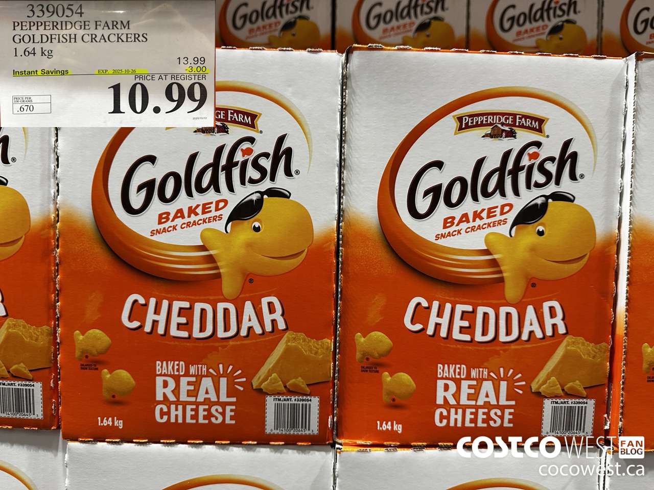 339054 PEPPERIDGE FARM GOLDFISH CRACKERS 1.64 kg ($3.00 INSTANT SAVINGS EXPIRES ON 2025-10-26) $10.99