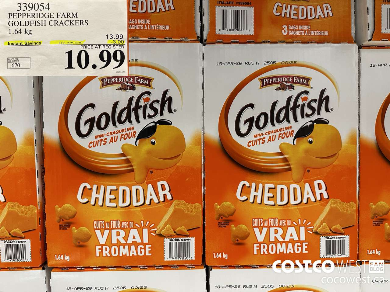 339054 PEPPERIDGE FARM GOLDFISH CRACKERS 1.64 kg ($3.00 INSTANT SAVINGS EXPIRES ON 2025-10-26) $10.99