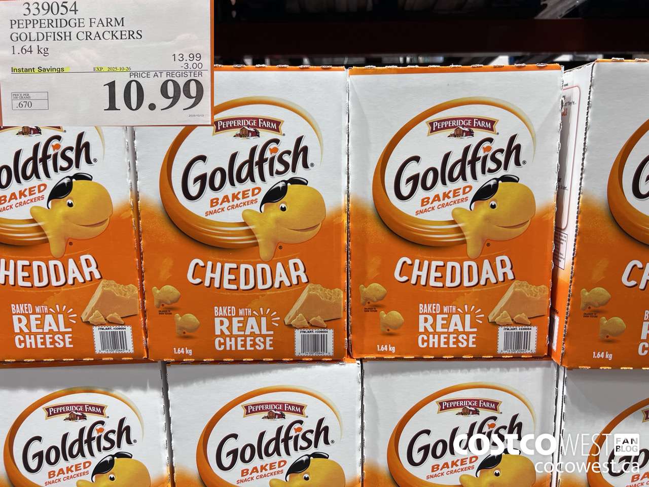 339054 PEPPERIDGE FARM GOLDFISH CRACKERS 1.64 kg ($3.00 INSTANT SAVINGS EXPIRES ON 2025-10-26) $10.99