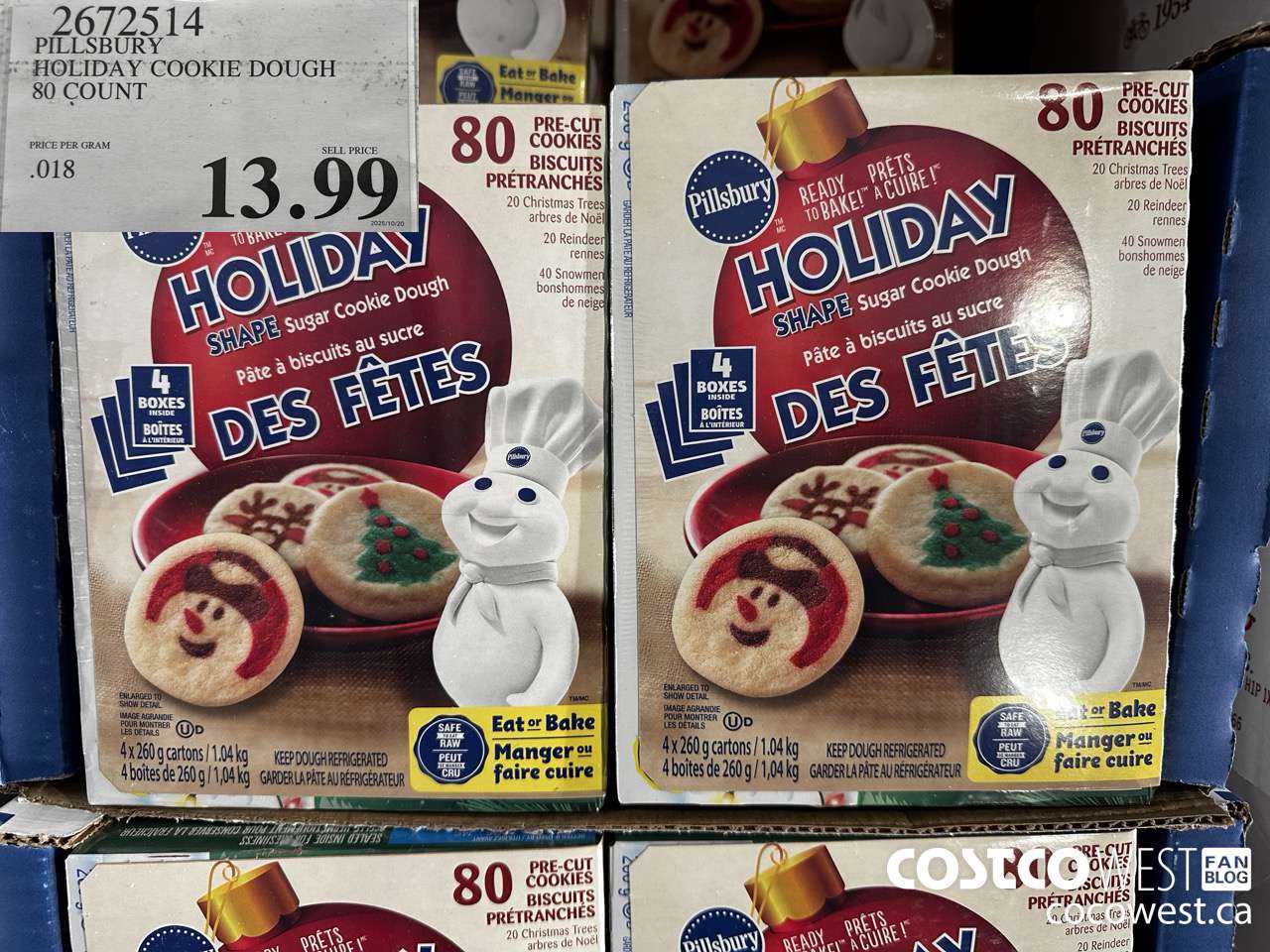 2672514 PILLSBURY HOLIDAY COOKIE DOUGH 80 COUNT $13.99