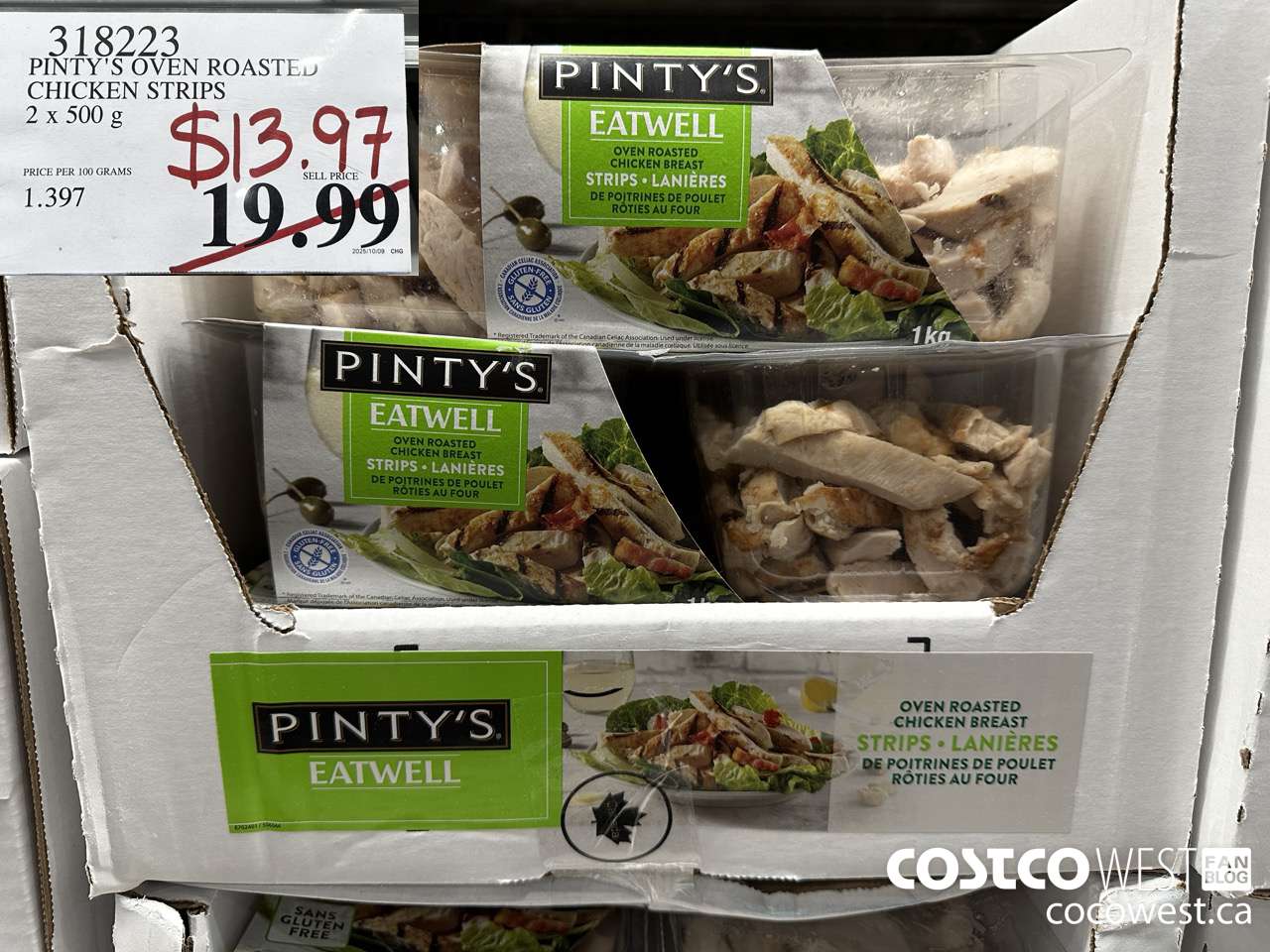 318223 PINTY'S OVEN ROASTED CHICKEN STRIPS 2 x 500 g $13.97