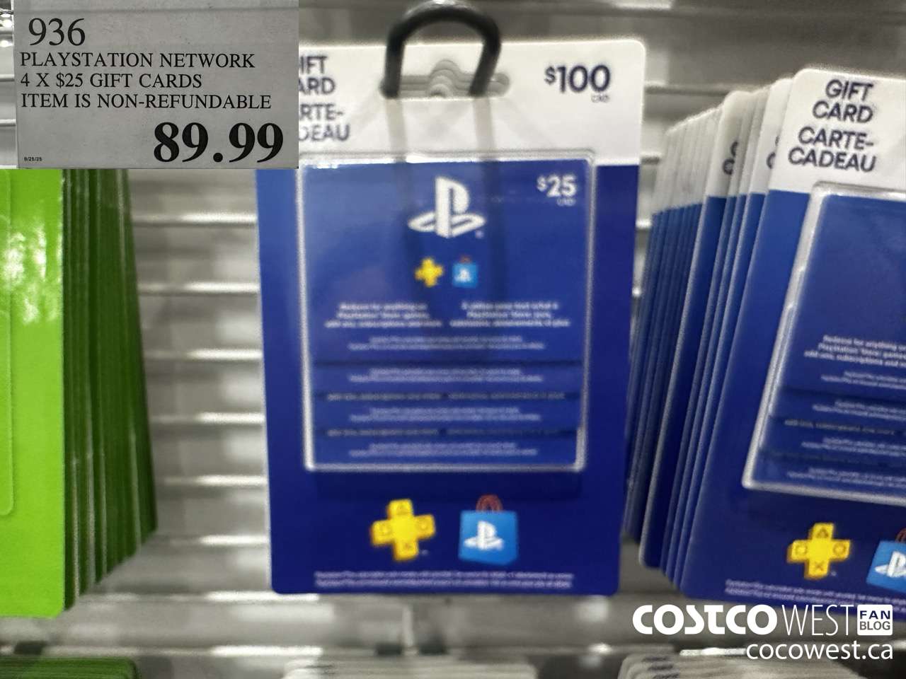 936 PLAYSTATION NETWORK 4 X $25 GIFT CARDS ITME IS NON-REFUNDABLE $89.99