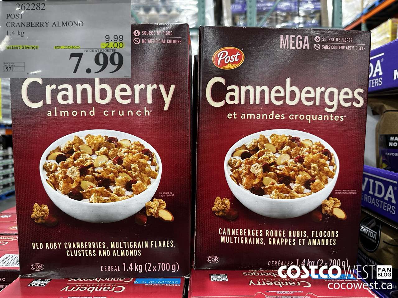 262282 POST CRANBERRY ALMOND CRUNCH 1.4 kg ($2.00 INSTANT SAVINGS EXPIRES ON 2025-10-26) $7.99
