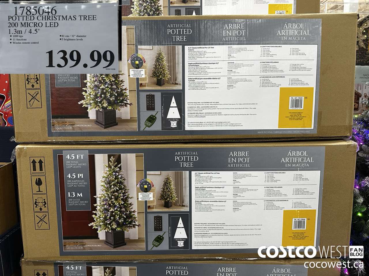 1785046 POTTED CHRISTMAS TREE 200 MICRO LED 1.3M/4.5' $139.99