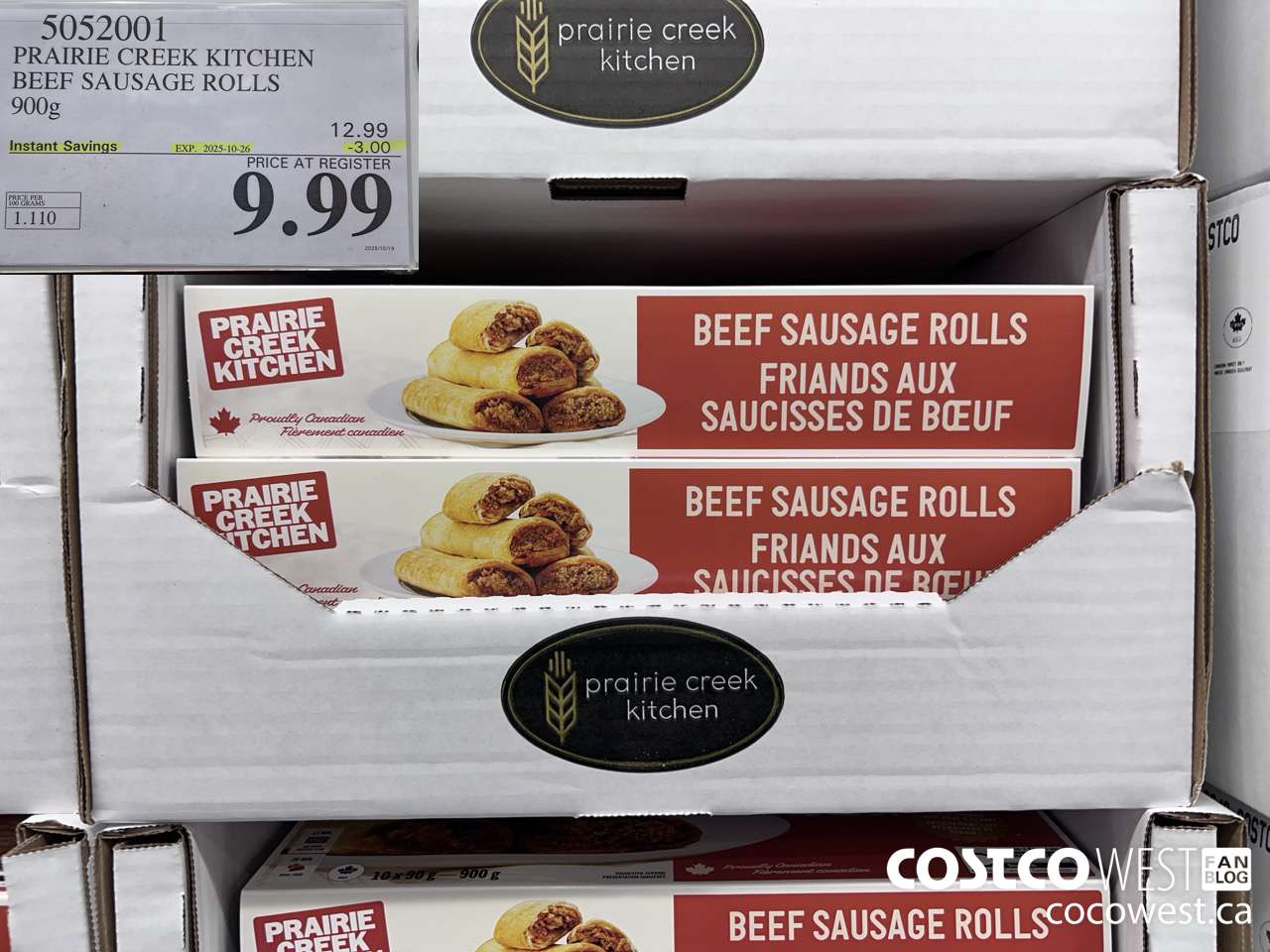 5052001 PRAIRIE CREEK KITCHEN BEEF SAUSAGE ROLLS 900g ($3.00 INSTANT SAVINGS EXPIRES ON 2025-10-26) $9.99