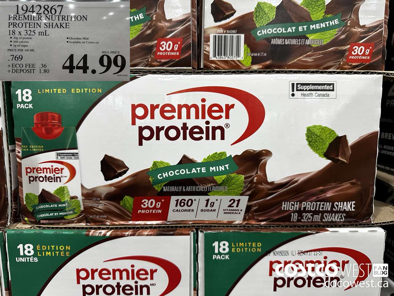 1942867 PREMIER NUTRITION PROTEIN SHAKE 18 X 325ML $44.99