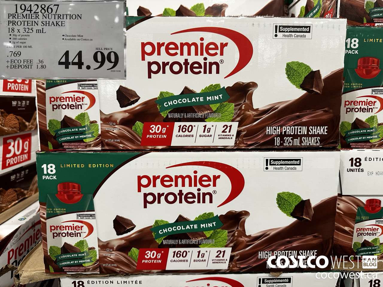 1942867 PREMIER NUTRITION PROTEIN SHAKE 18 X 325ML $44.99