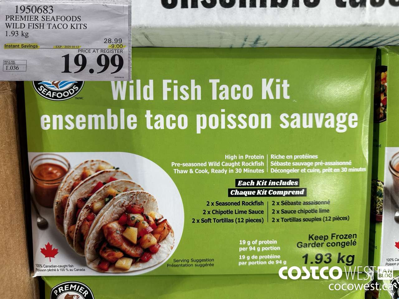 1950683 PREMIER SEAFOODS WILD FISH TACO KITS 1.93KG ($9.00 INSTANT SAVINGS EXPIRES ON 2025-10-12) $19.99