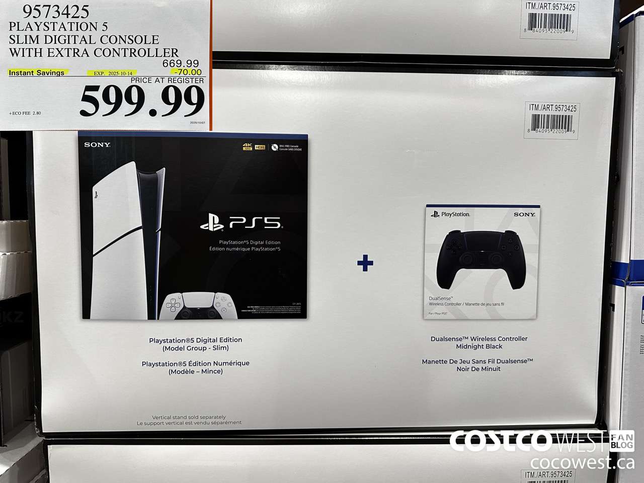 9573425 PS5 SLIM DIGITAL CONSOLE WITH EXTRA CONTROLLER ($70.00 INSTANT SAVINGS EXPIRES ON 2025-10-14) $599.99