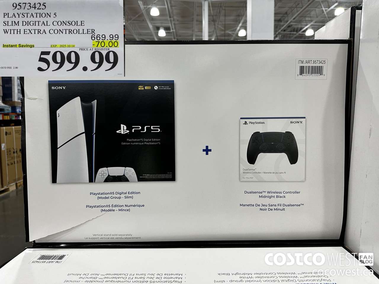 9573425 PS5 SLIM DIGITAL CONSOLE WITH EXTRA CONTROLLER ($70.00 INSTANT SAVINGS EXPIRES ON 2025-10-14) $599.99