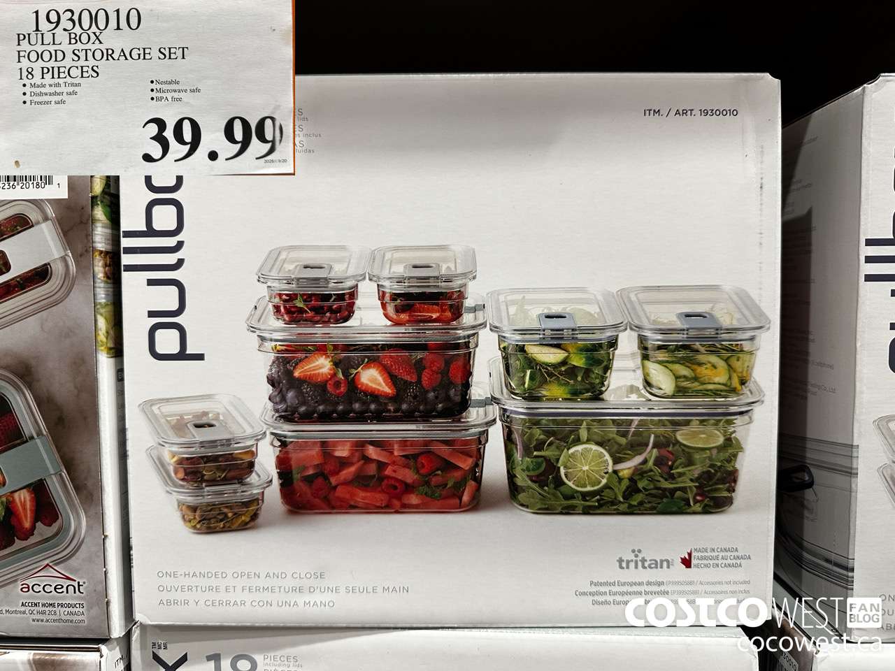 1930010 PULL BOX FOOD STORAGE SET 18 PIECES $39.99