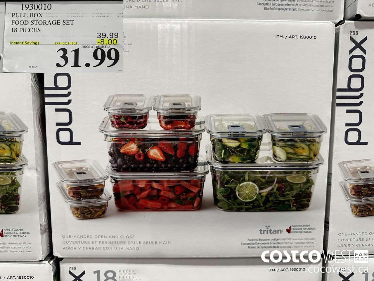 1930010 PULL BOX FOOD STORAGE SET 18 PIECES ($8.00 INSTANT SAVINGS EXPIRES ON 2025-11-23) $31.99