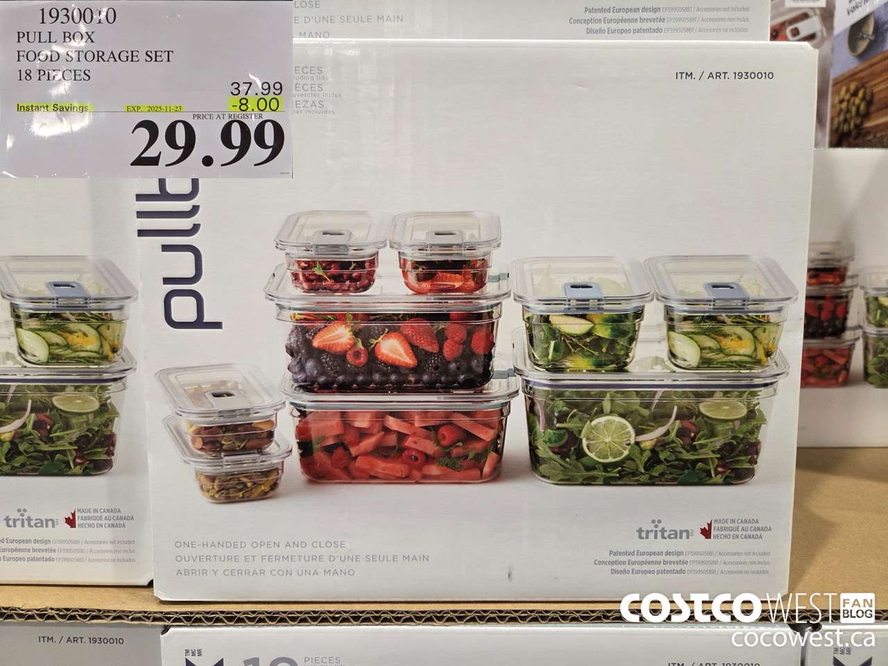 1930010 PULL BOX FOOD STORAGE SET 18 PIECES ($8.00 INSTANT SAVINGS EXPIRES ON 2025-11-23) $29.99