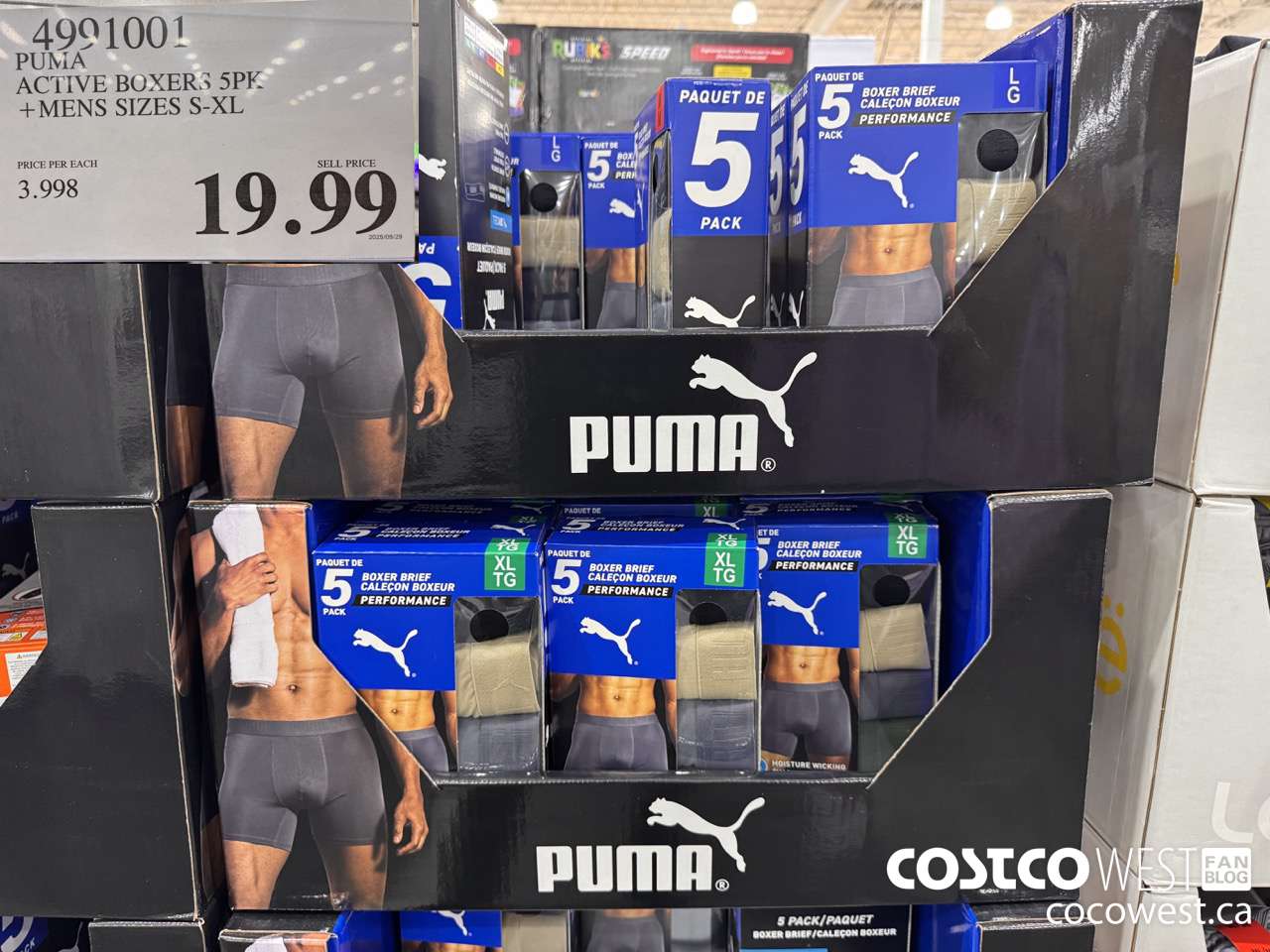4991001 PUMA ACTIVE BOXER 5PK MENS SIZES S-XL $19.99