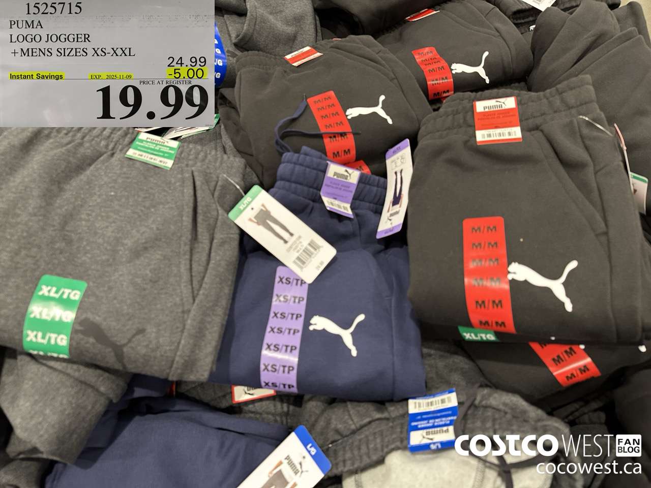 1525715 PUMA LOGO JOGGER MENS SIZES XS-XXL ($5.00 INSTANT SAVINGS EXPIRES ON 2025-11-09) $19.99
