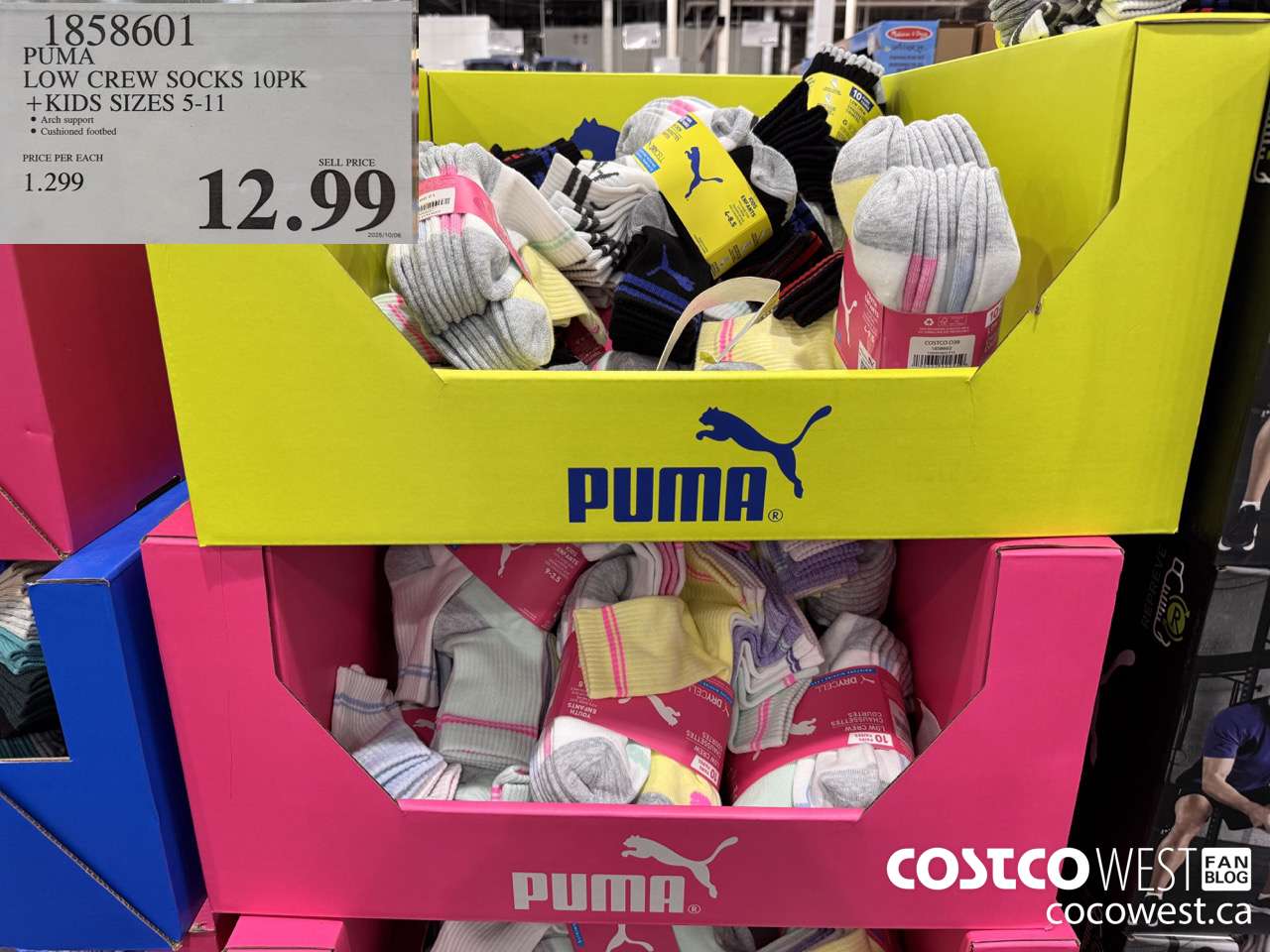 1858601 PUMA LOW CREW SOCKS 10PK KIDS SIZES 5-11 $12.99