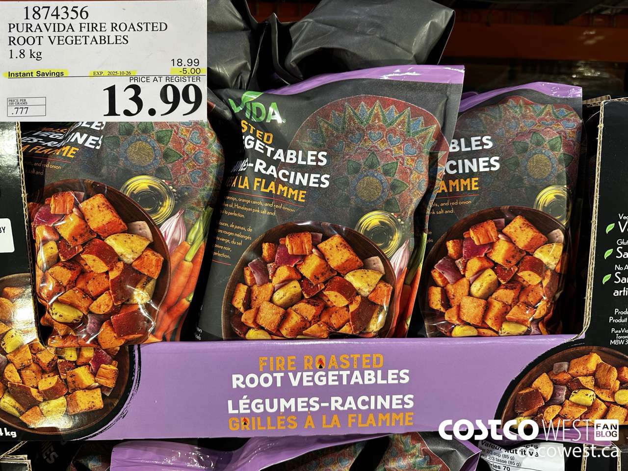 1874356 PURAVIDA FIRE ROASTED ROOT VEGETALES 1.8KG ($5.00 INSTANT SAVINGS EXPIRES ON 2025-10-26) $13.99