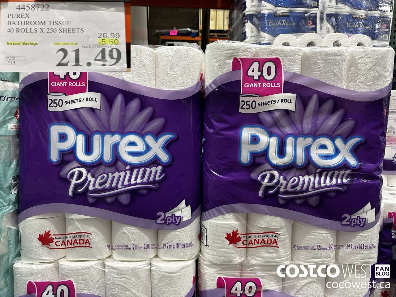 4458722 PUREX BATHROOM TISSUE 40 ROLLS X 250 SHEETS ($5.50 INSTANT SAVINGS EXPIRES ON 2025-10-26) $21.49