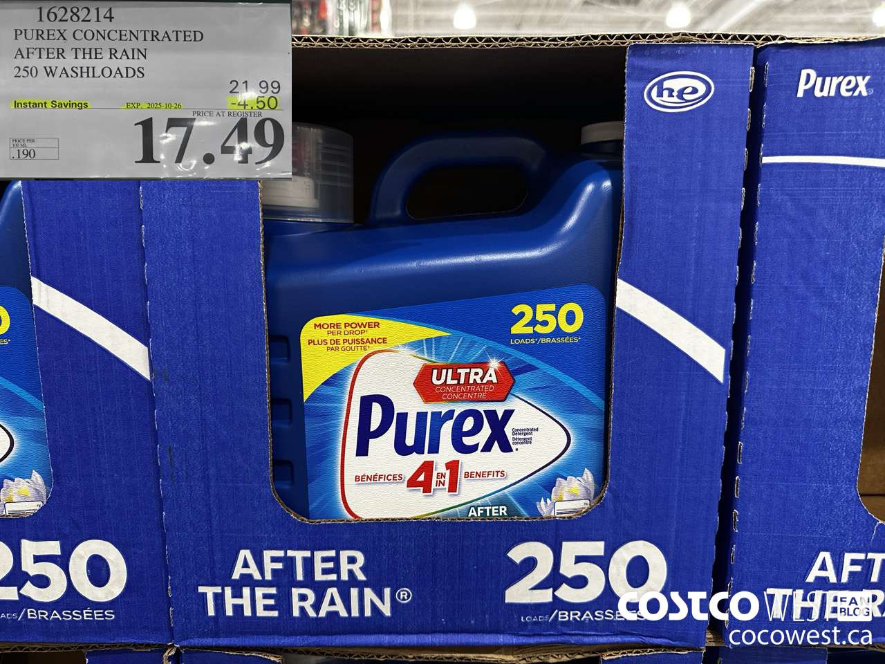 1628214 PUREX CONCENTRATED AFTER THE RAIN 250 WASHLOADS ($4.50 INSTANT SAVINGS EXPIRES ON 2025-10-26) $17.49