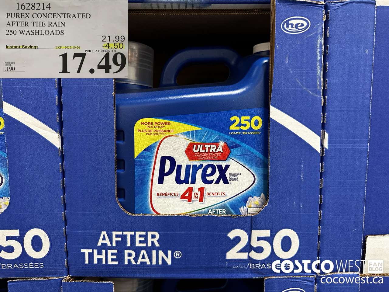 1628214 PUREX CONCENTRATED AFTER THE RAIN 250 WASHLOADS ($4.50 INSTANT SAVINGS EXPIRES ON 2025-10-26) $17.49
