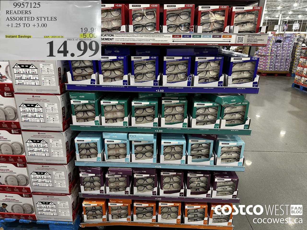 9957125 READERS ASSORTED STYLES +1.25 TO +3.00 ($5.00 INSTANT SAVINGS EXPIRES ON 2025-10-26) $14.99