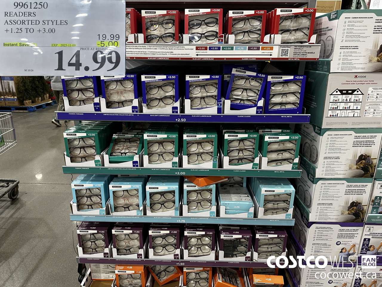 9961250 READERS ASSORTED STYLES +1.25 TO +3.00 ($5.00 INSTANT SAVINGS EXPIRES ON 2025-11-09) $14.99