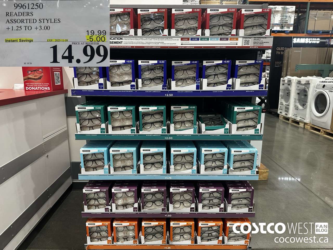 9961250 READERS ASSORTED STYLES +1.25 TO +3.00 ($5.00 INSTANT SAVINGS EXPIRES ON 2025-11-09) $14.99