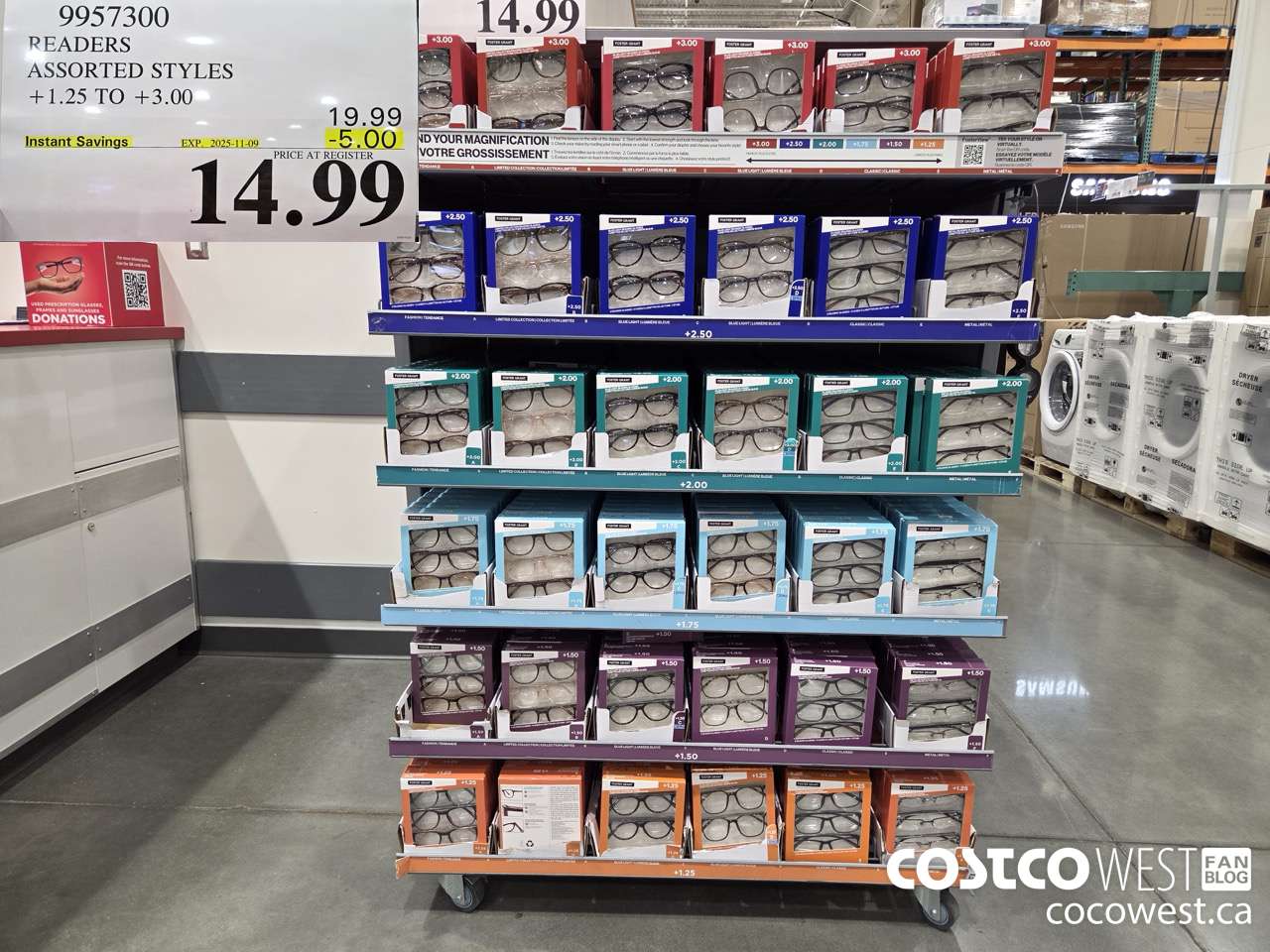 9957300 READERS ASSORTED STYLES +1.25 TO +3.00 ($5.00 INSTANT SAVINGS EXPIRES ON 2025-11-09) $14.99