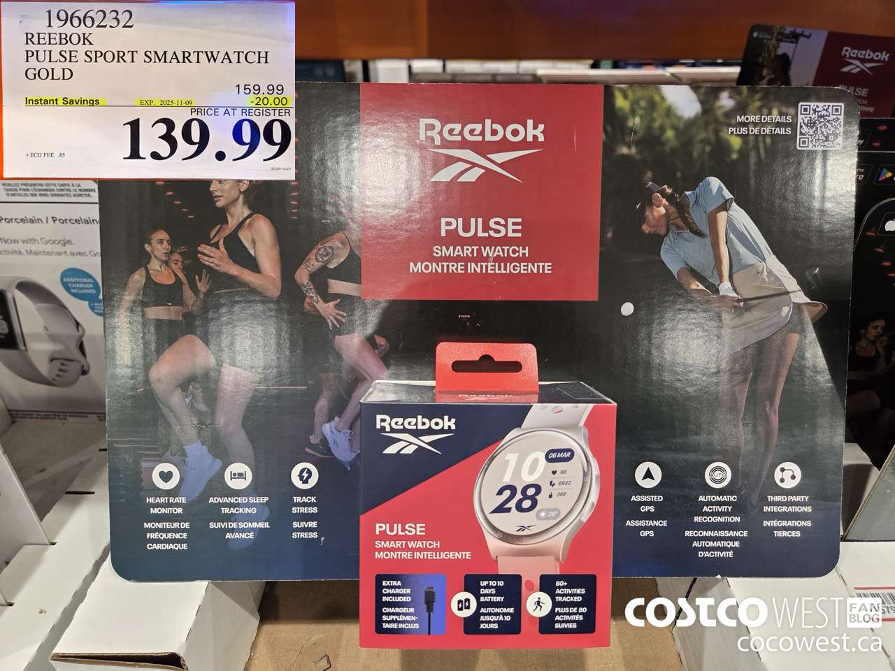 1966232 REEBOK PULSE SPORT SMARTWATCH GOLD ($20.00 INSTANT SAVINGS EXPIRES ON 2025-11-09) $139.99