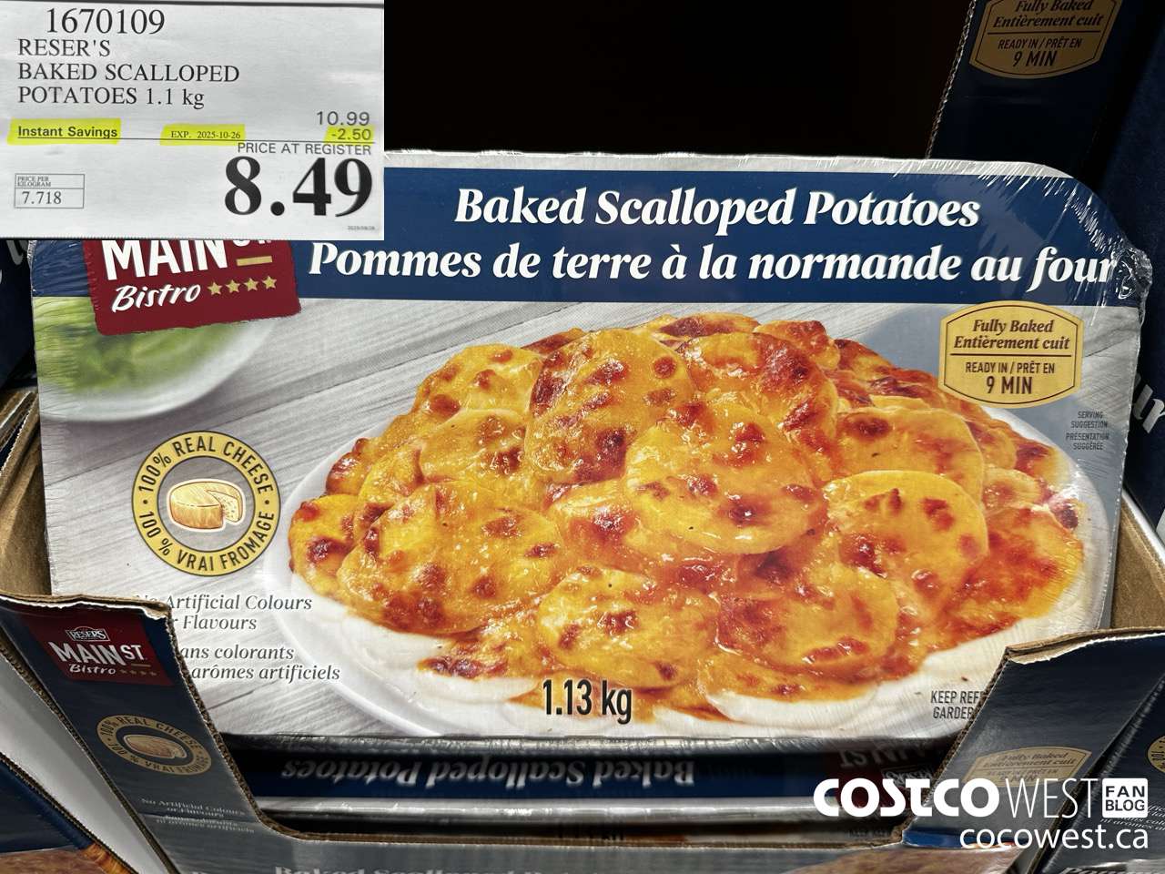 1670109 RESER'S BAKED SCALLOPED POTATOES 1.1 kg ($2.50 INSTANT SAVINGS EXPIRES ON 2025-10-26) $8.49