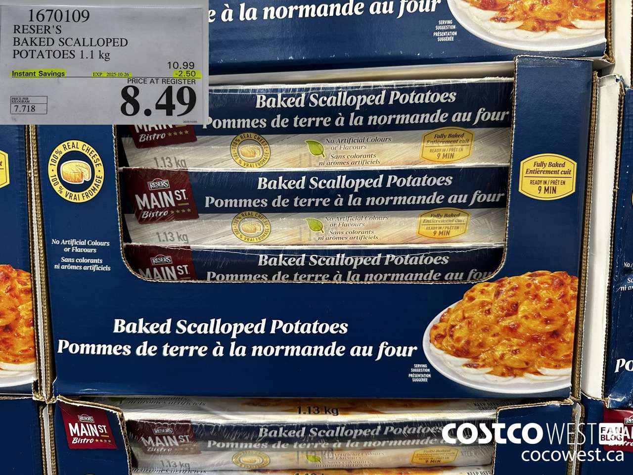 1670109 RESER'S BAKED SCALLOPED POTATOES 1.1 kg ($2.50 INSTANT SAVINGS EXPIRES ON 2025-10-26) $8.49
