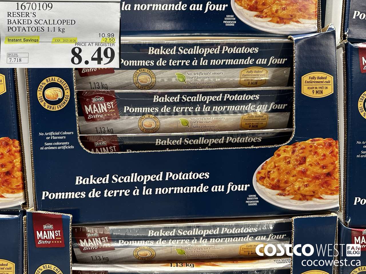 1670109 RESER'S BAKED SCALLOPED POTATOES 1.1 kg ($2.50 INSTANT SAVINGS EXPIRES ON 2025-10-26) $8.49