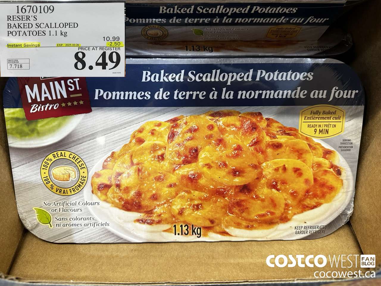 1670109 RESER'S BAKED SCALLOPED POTATOES 1.1 kg ($2.50 INSTANT SAVINGS EXPIRES ON 2025-10-26) $8.49