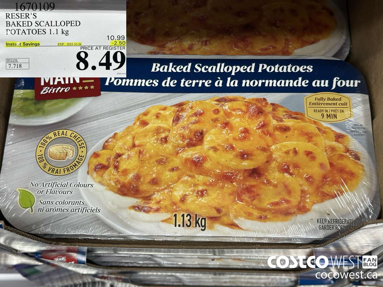 1670109 RESER'S BAKED SCALLOPED POTATOES 1.1 kg ($2.50 INSTANT SAVINGS EXPIRES ON 2025-10-26) $8.49