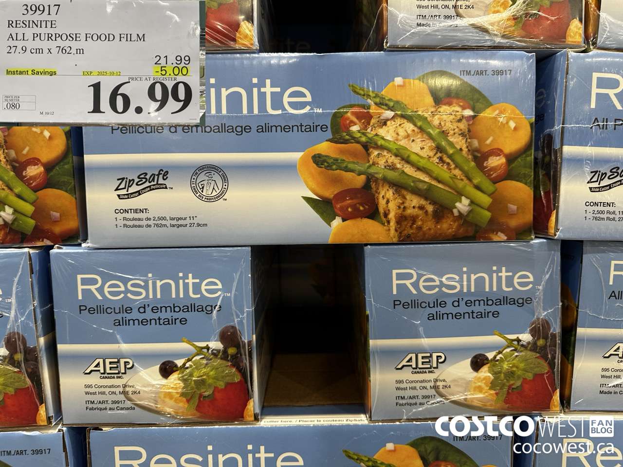 39917 RESINITE ALL PURPOSE FOOD FILM 27.9 CM x 762 M ($5.00 INSTANT SAVINGS EXPIRES ON 2025-10-12) $16.99