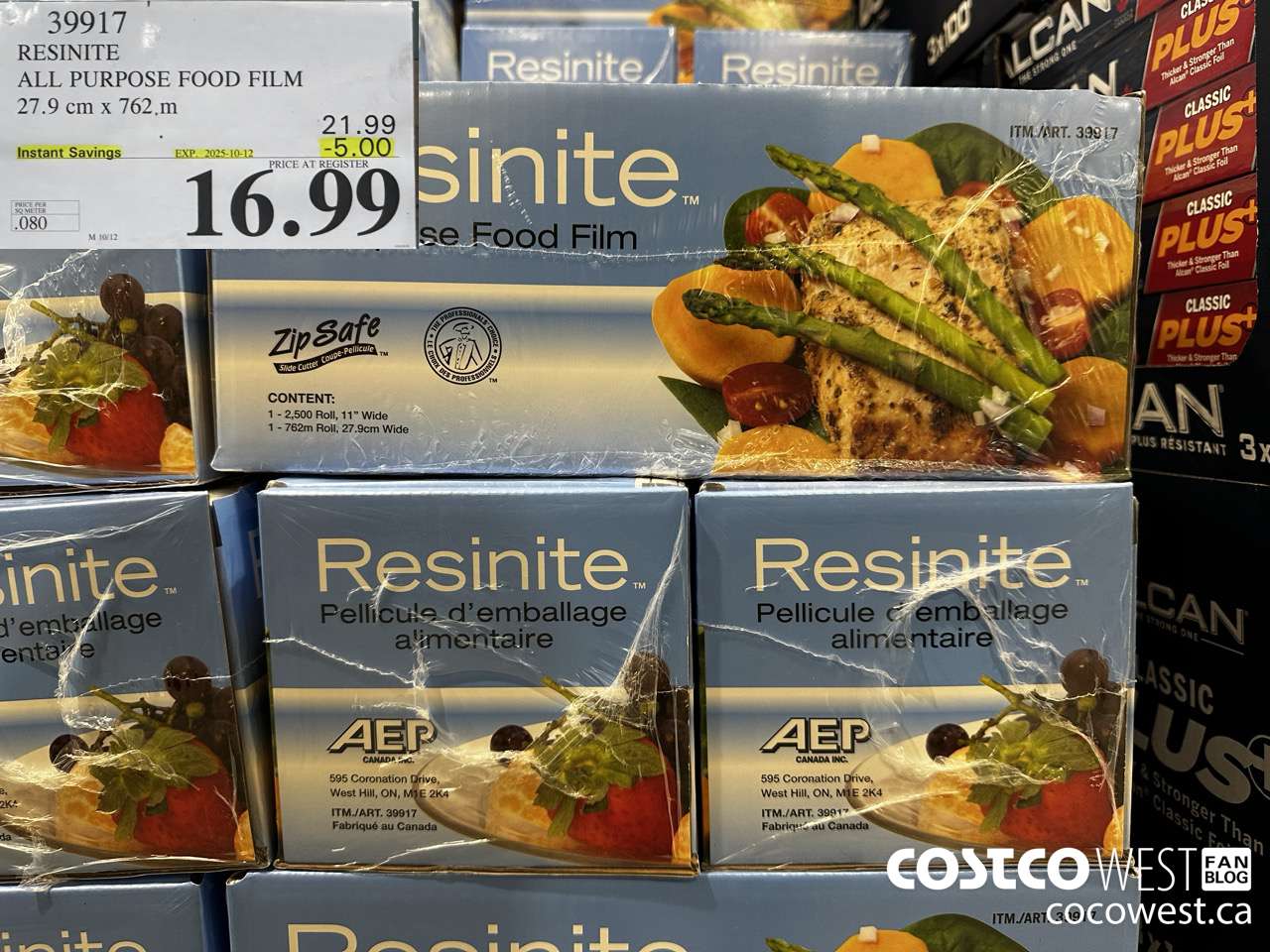 39917 RESINITE ALL PURPOSE FOOD FILM 27.9 CM x 762 M ($5.00 INSTANT SAVINGS EXPIRES ON 2025-10-12) $16.99