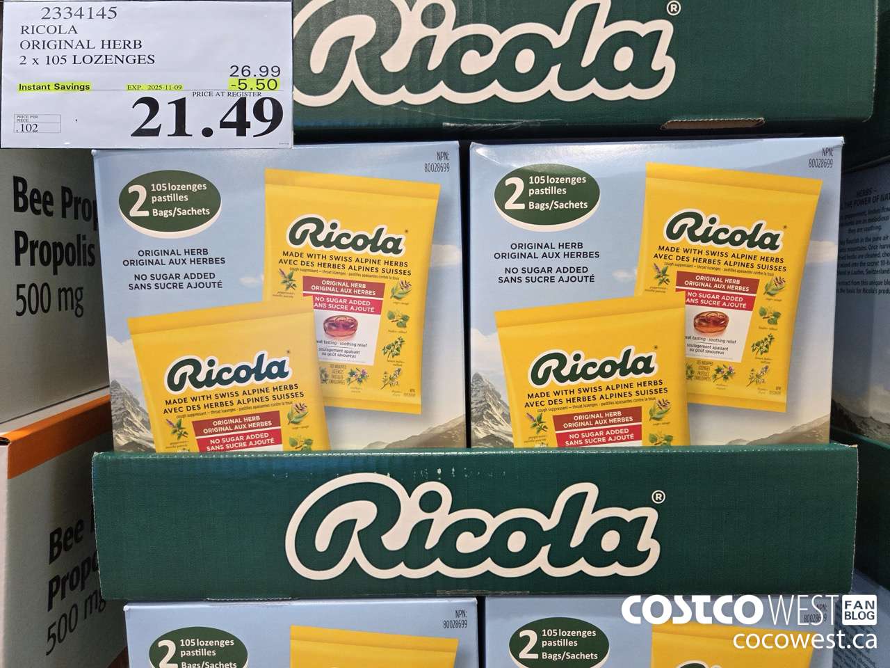 2334145 RICOLA ORIGINAL HERB 2 X 105 LOZENGES ($5.50 INSTANT SAVINGS EXPIRES ON 2025-11-09) $21.49