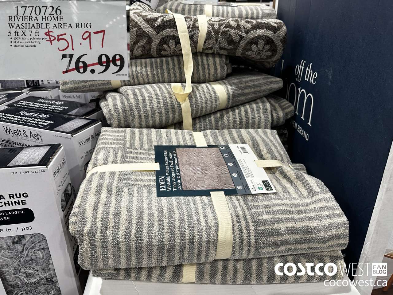 1770726 RIVIERA HOME EDEN WASHABLE AREA RUG 5' X 7' $51.97