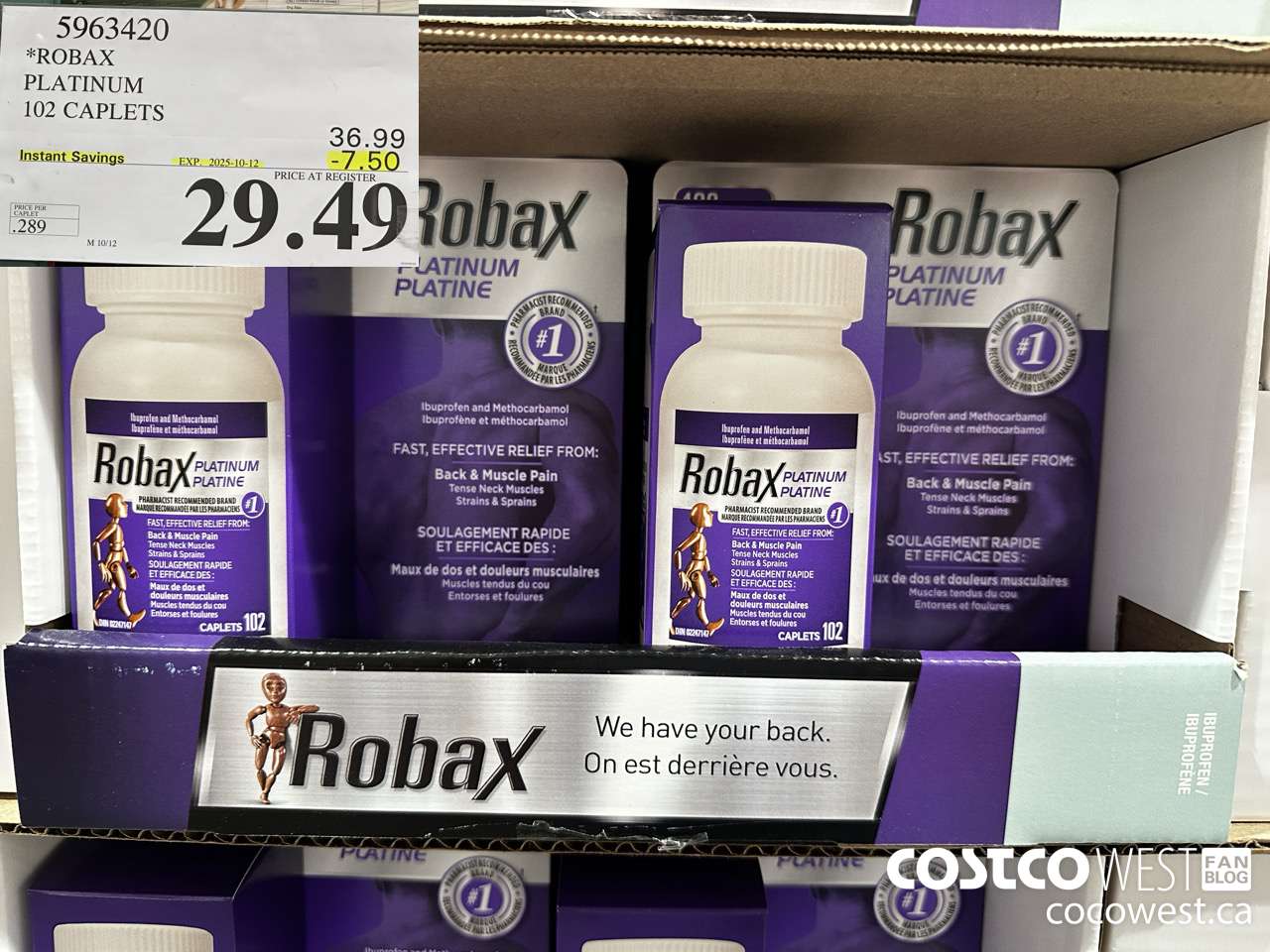 5963420 ROBAX PLATINUM 102 CAPLETS ($7.50 INSTANT SAVINGS EXPIRES ON 2025-10-12) $29.49