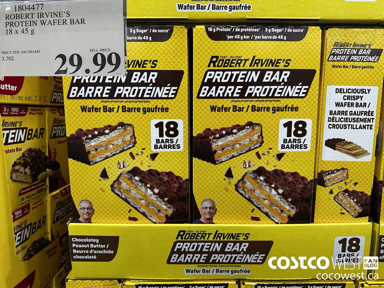 1804477 ROBERT IRVINE'S PROTEIN WAFER BAR 18 X 45G $29.99