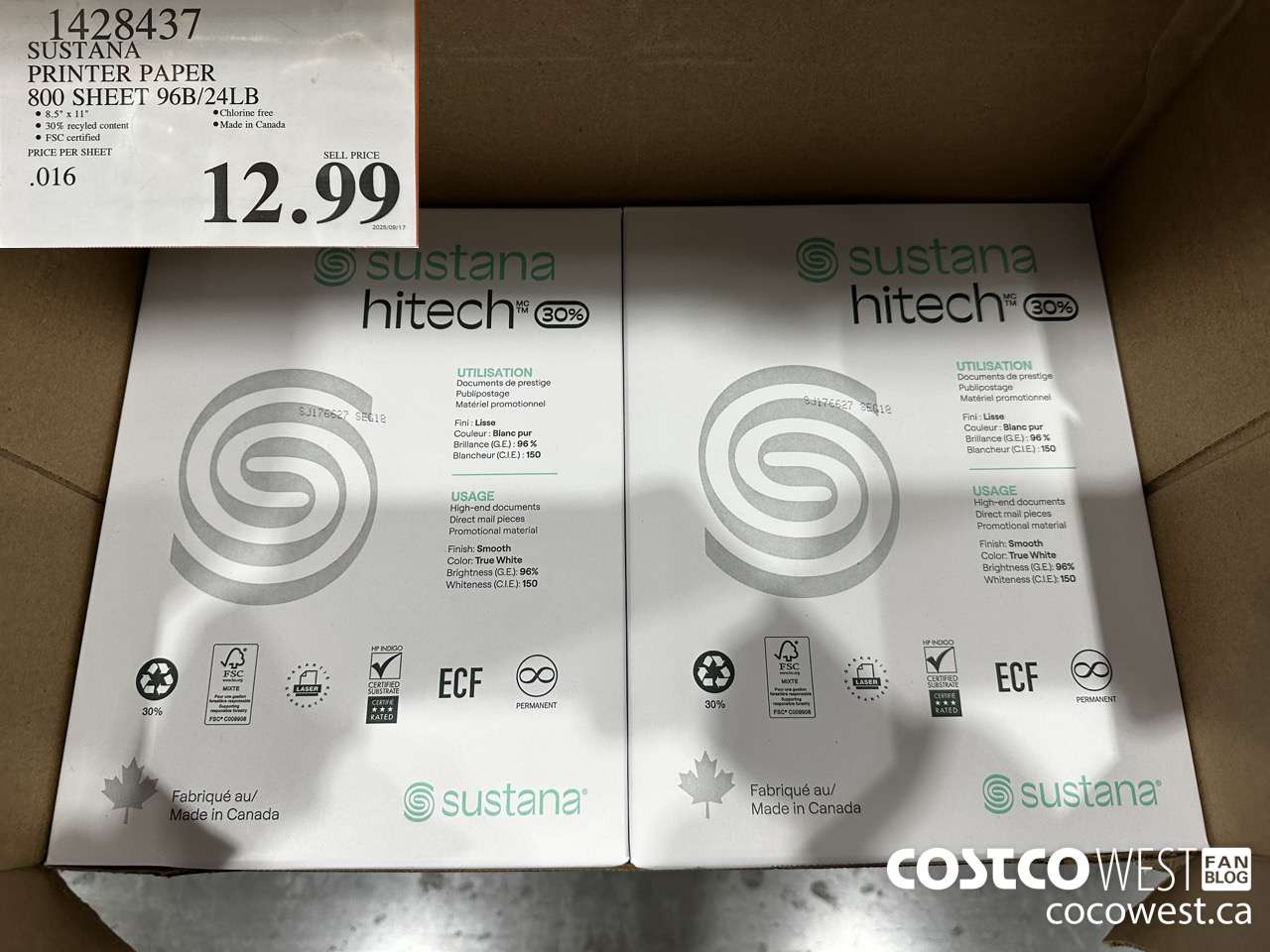 1428437 ROLLAND PRINTER PAPER 800 SHEET 96B/24LB $12.99