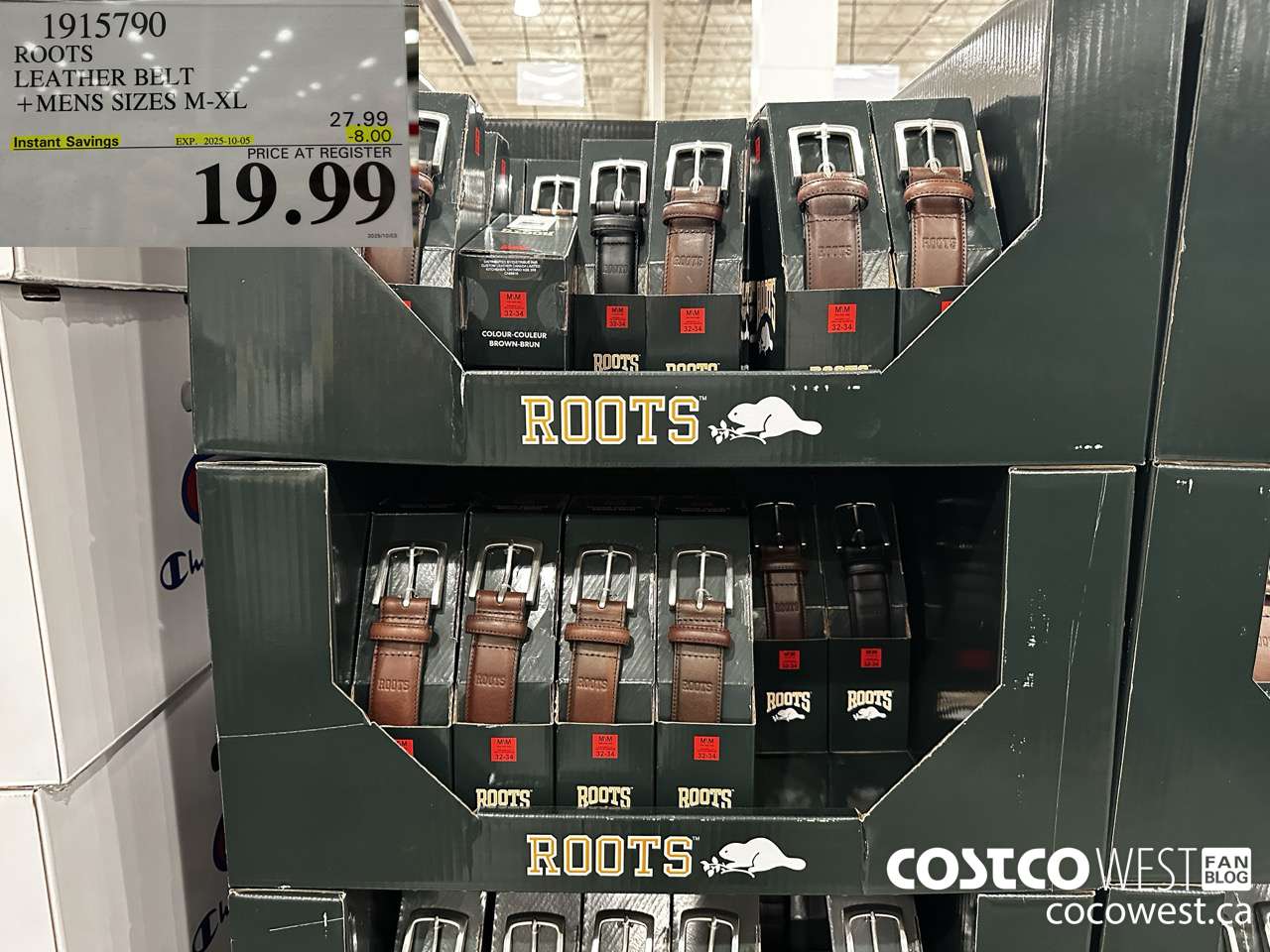 1915790 ROOTS LEATHER BELT MENS SIZES M-XL ($8.00 INSTANT SAVINGS EXPIRES ON 2025-10-05) $19.99