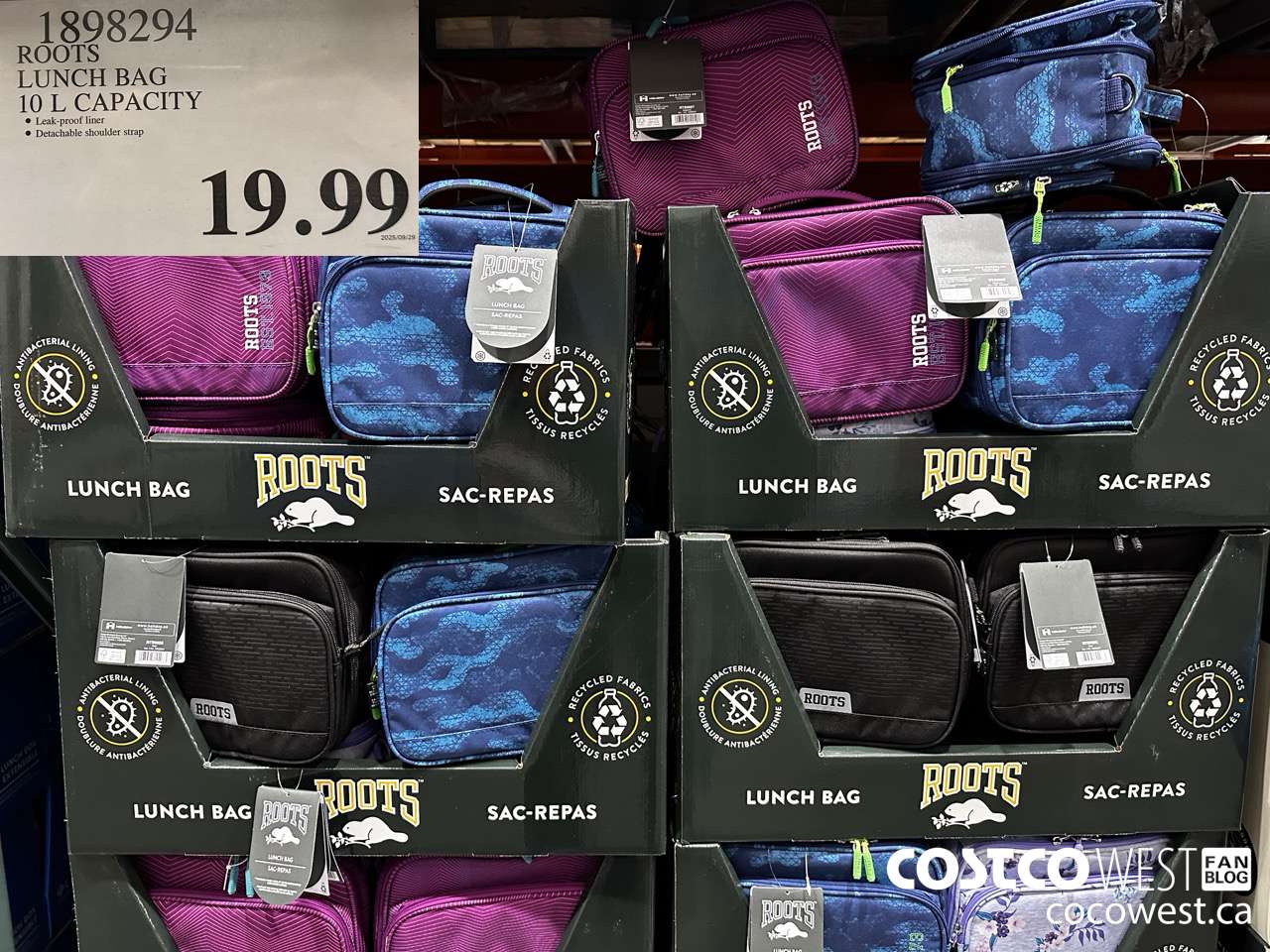 1898294 ROOTS LUNCH BAG 10 L CAPACITY $19.99