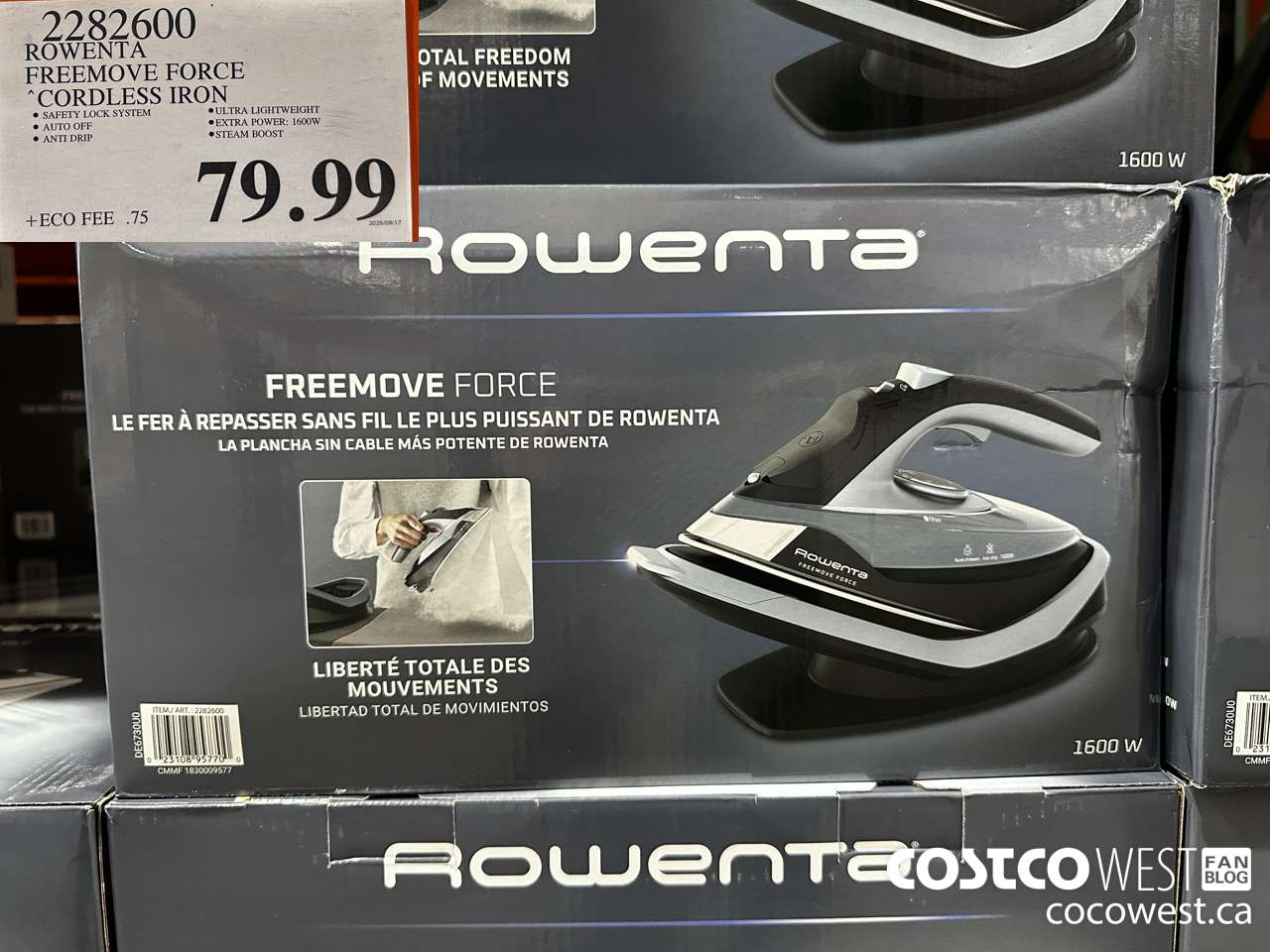 2282600 ROWENTA FREEMOVE FORCE CORDLESS IRON $79.99