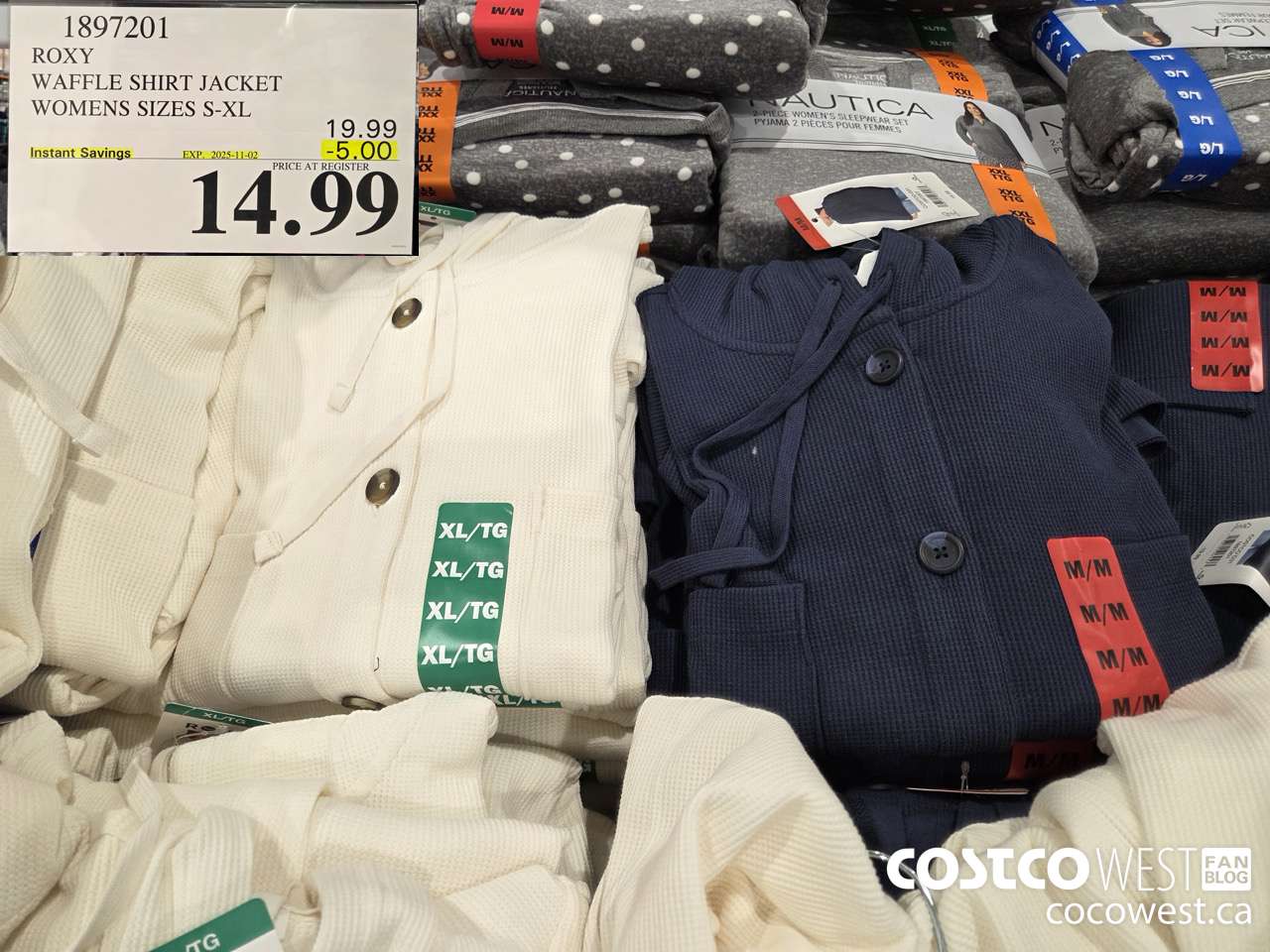 1897201 ROXY WAFFLE SHIRT JACKET WOMENS SIZES S-XL ($5.00 INSTANT SAVINGS EXPIRES ON 2025-11-02) $14.99