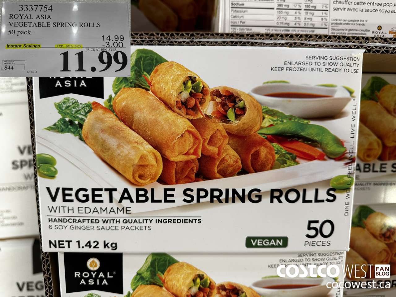 3337754 ROYAL ASIA VEGETABLE SPRING ROLLS 50 PACK ($3.00 INSTANT SAVINGS EXPIRES ON 2025-10-05) $11.99