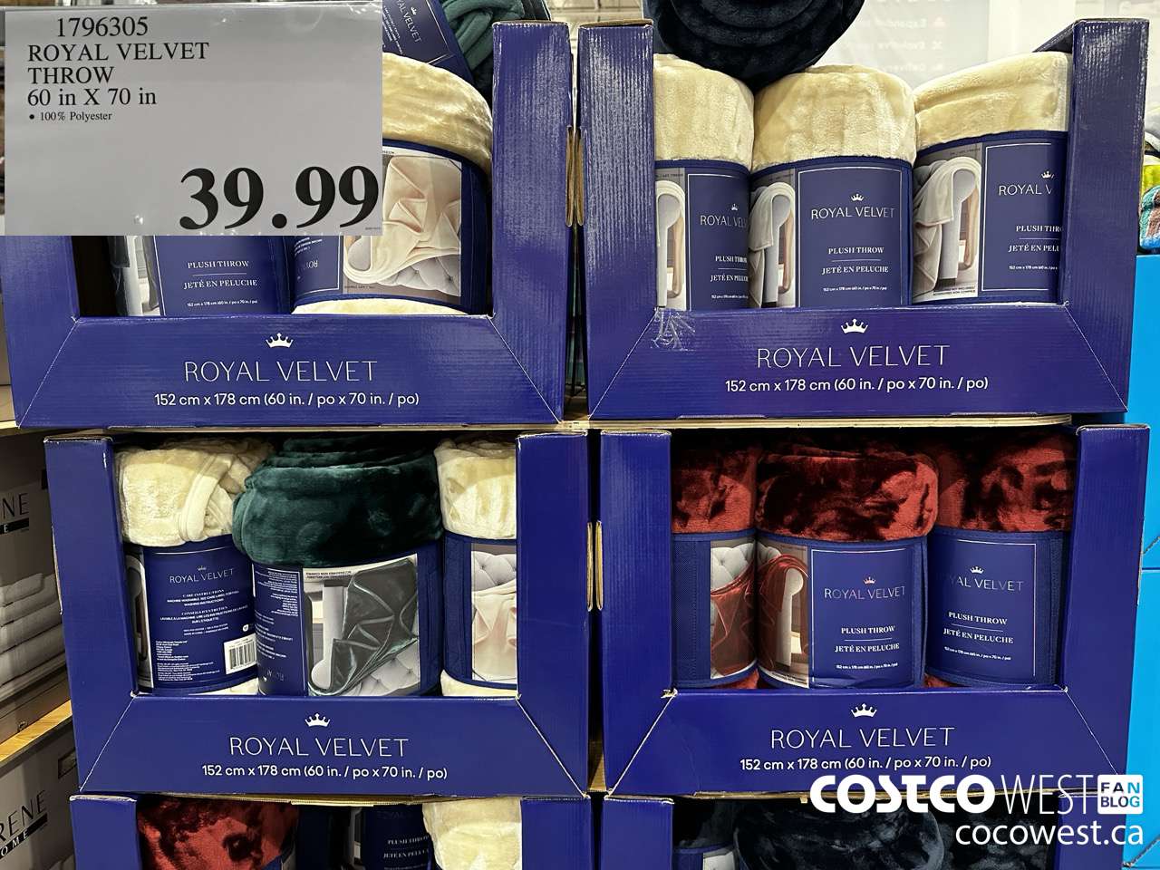 1796305 ROYAL VELVET THROW 60 IN X 70 IN $39.99