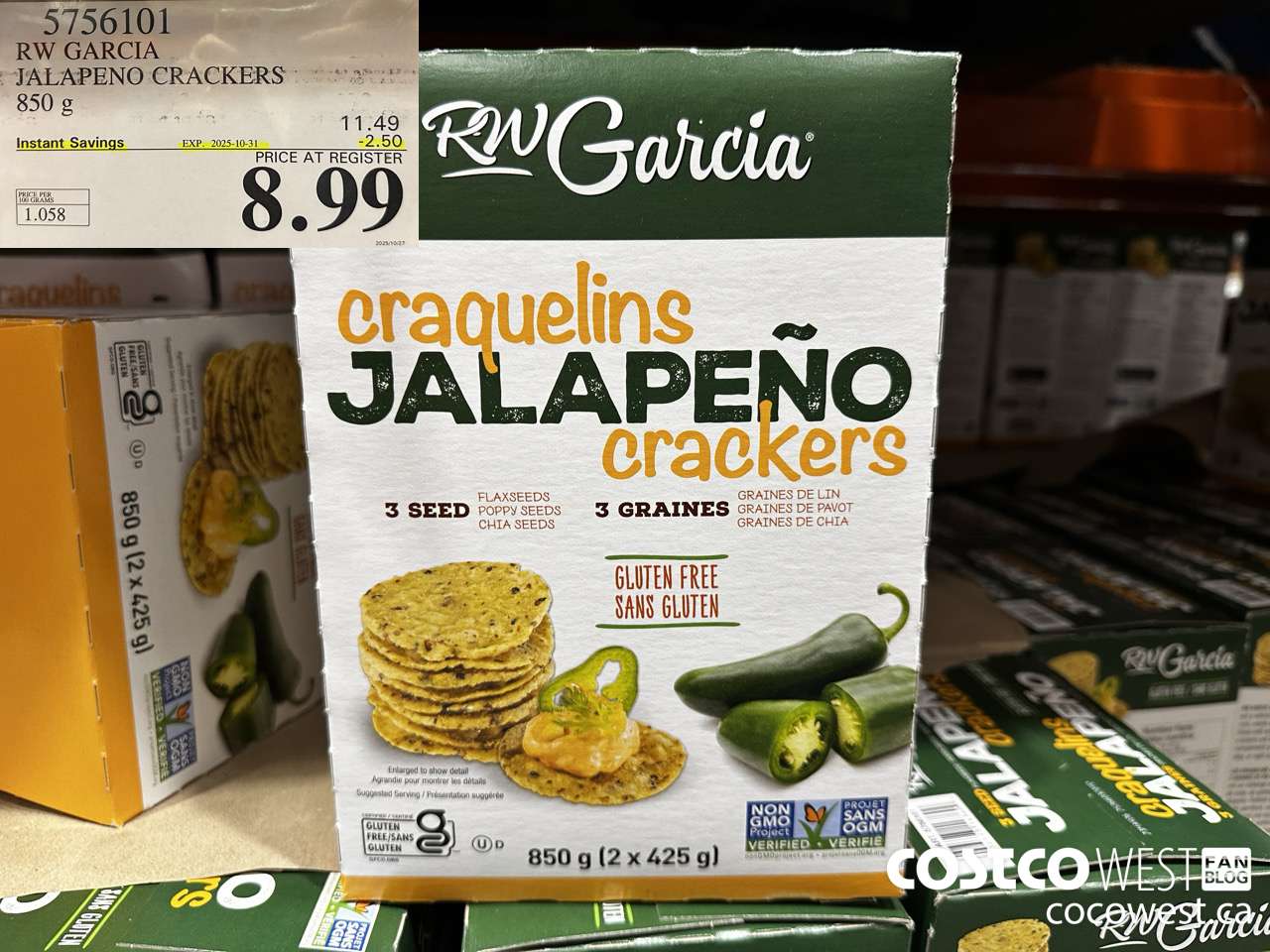 5756101 RW GARCIA JALAPENO CRACKERS 850G ($2.50 INSTANT SAVINGS EXPIRES ON 2025-10-31) $8.99